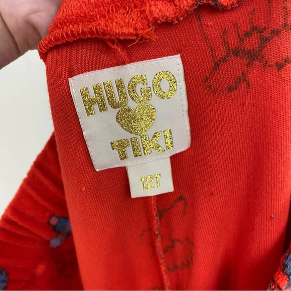 Hugo Loves Tiki Poodle Print Pj Lounge Set Orange Girls Size 12 T Organic Cotton - Picture 8 of 16